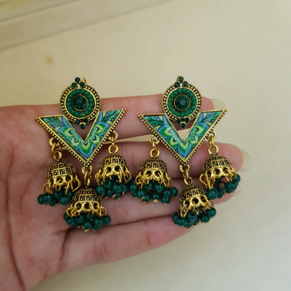 Dark Cyan Chic Shine Earrings