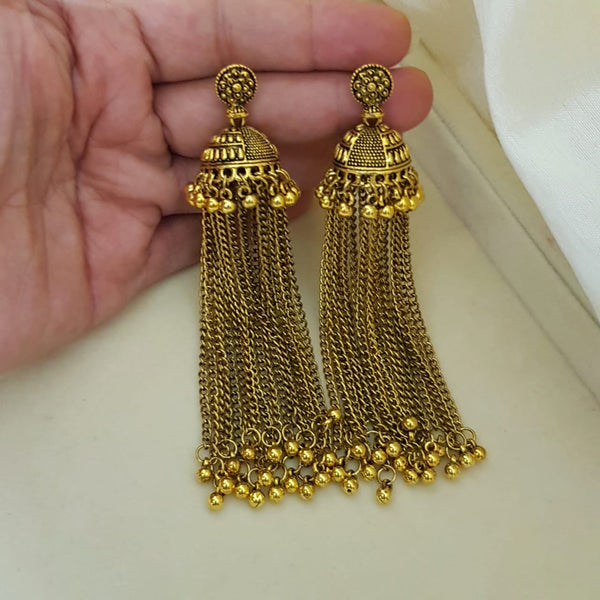 Golden Ball Hanging Tassel Jhumka Stylish Earring