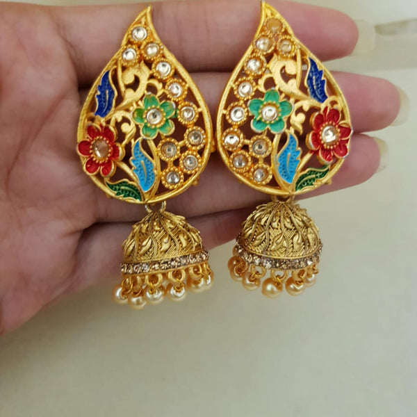 Splendid Gold Tone Rajwari Jhumkay