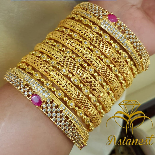 Shimmering Elegance One Karat BanglesGolden Radiant Sparkle One Karat Bangles Set