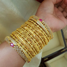 Golden Radiant Sparkle One Karat Bangles Set