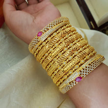 Golden Radiant Sparkle One Karat Bangles Set