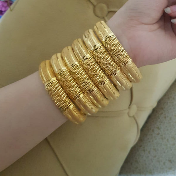 Gold-Brushed Ensemble Karay/Broad Bangles 