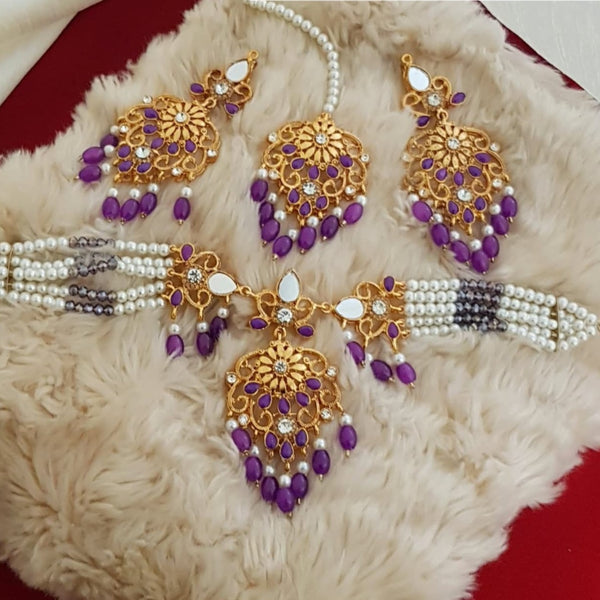 Purple And White Choker Set 