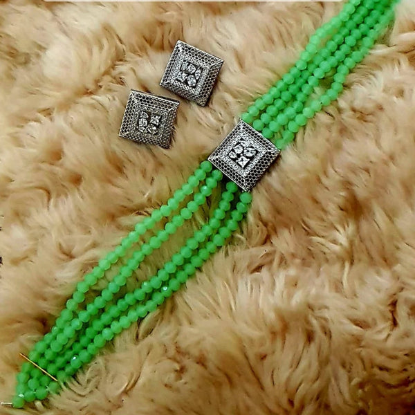 Green Beaded Glow Choker Necklace