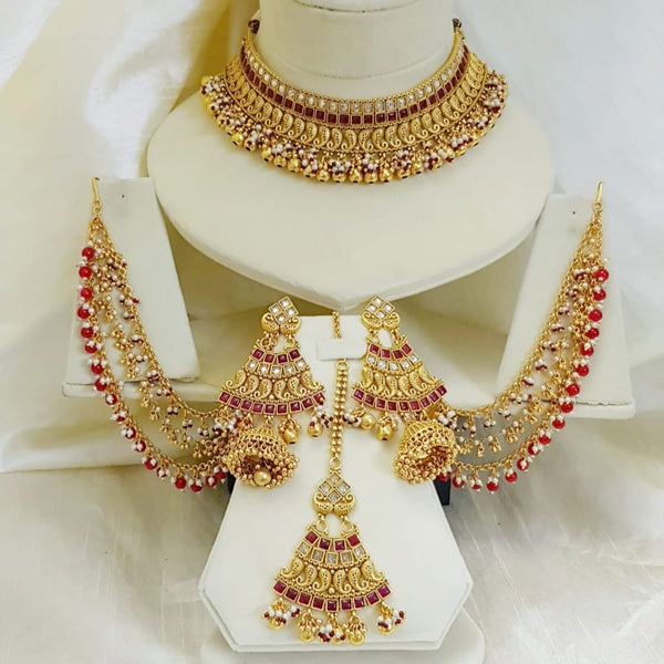 Ornate Gold Coated Accent Bridal Necklace