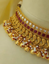 Ornate Gold Coated Accent Bridal Necklace