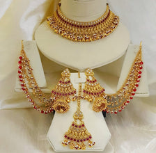 Ornate Gold Coated Accent Bridal Necklace