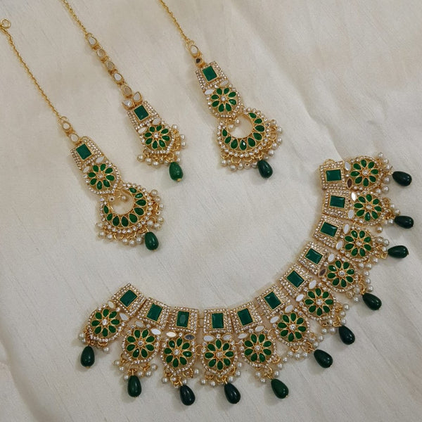 Green And White Elegant Stone Bridal Necklace