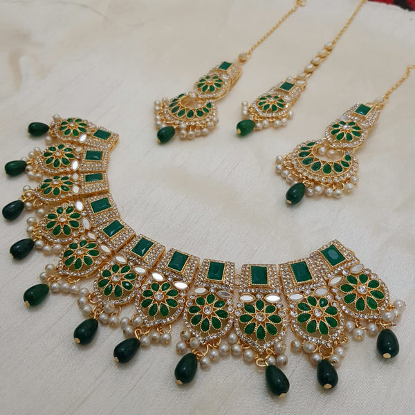 Green And White Elegant Stone Bridal Necklace