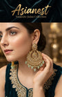 Polki Chandbali Earrings – Mint Green Drop Statement Jhumka