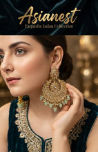 Polki Chandbali Earrings – Mint Green Drop Statement Jhumka