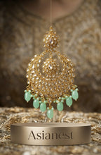 Polki Chandbali Earrings – Mint Green Drop Statement Jhumka