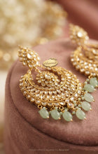 Polki Chandbali Earrings – Mint Green Drop Statement Jhumka