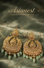 Polki Chandbali Earrings – Mint Green Drop Statement Jhumka