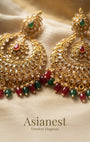 Classic  Polki Chandbali Earrings – Pearl Drop Statement Jhumka