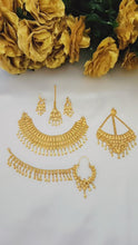 Gold Plated Bridal Jewelry Set – Necklace, Tikka, Jhumar, Nath & Earrings