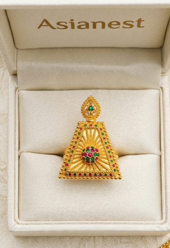 LuxeGlow Gold Polish Statement  Ring