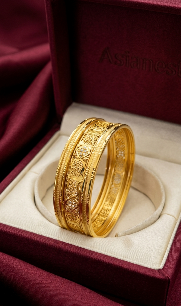 Aurielle Crest Gold Kara | Classic Polished Elegance