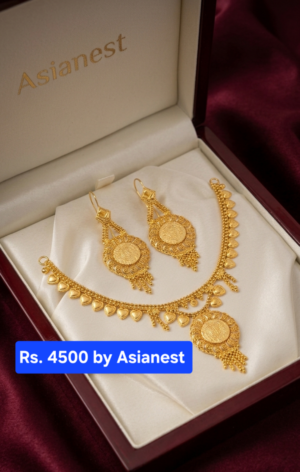 Sovereign Grace Gold-Coated Bridal Necklace Set – Eternal Bridal Elegance
