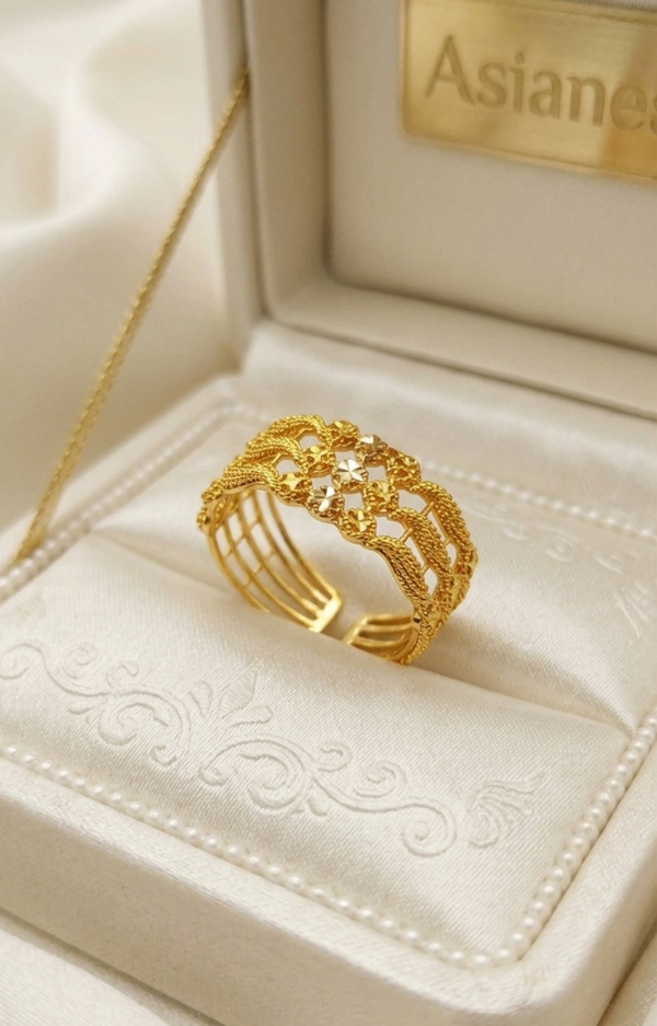 Fancy Spin Golden Ball Rings | Rotating Gold-Polish Statement Ring