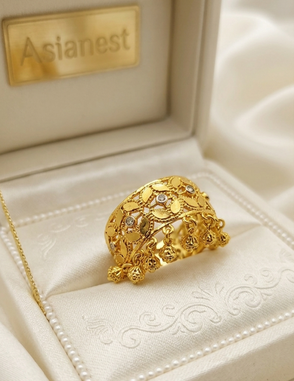 Fancy Spin Golden Ball Rings | Rotating Gold-Polish Statement Ring