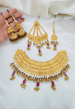 Imperial Gleam Gold-Coated Bridal Necklace Set – Regal Bridal Grandeur
