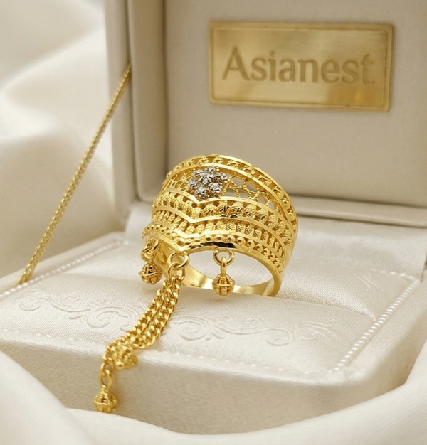 Shimmer Charm Gold Ring | Elegant Champ Stylish Jewelry for Girls