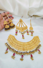 Imperial Gleam Gold-Coated Bridal Necklace Set – Regal Bridal Grandeur