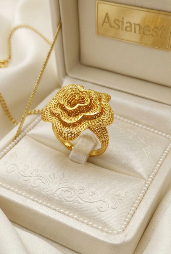 Majestic Radiance Gold-Polish Rings for Girls | Elegant, Timeless Champ Stylish Jewelry