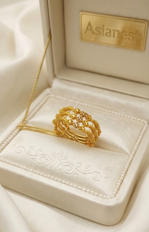 Fancy Spin Golden Ball Rings | Rotating Gold-Polish Statement Ring