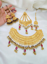 Imperial Gleam Gold-Coated Bridal Necklace Set – Regal Bridal Grandeur
