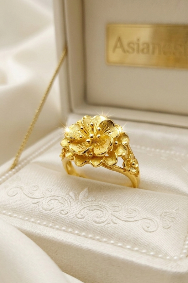 Fancy Spin Golden Ball Rings | Rotating Gold-Polish Statement Ring