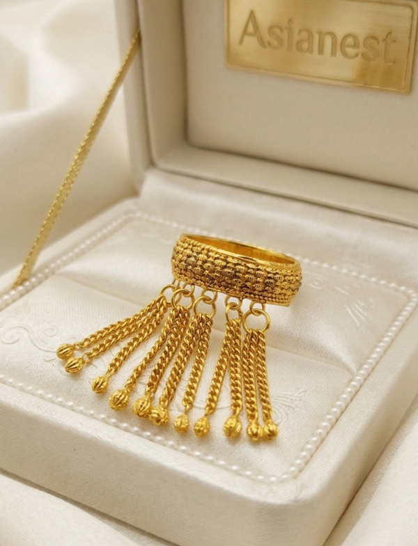 Fancy Spin Golden Ball Rings | Rotating Gold-Polish Statement Ring