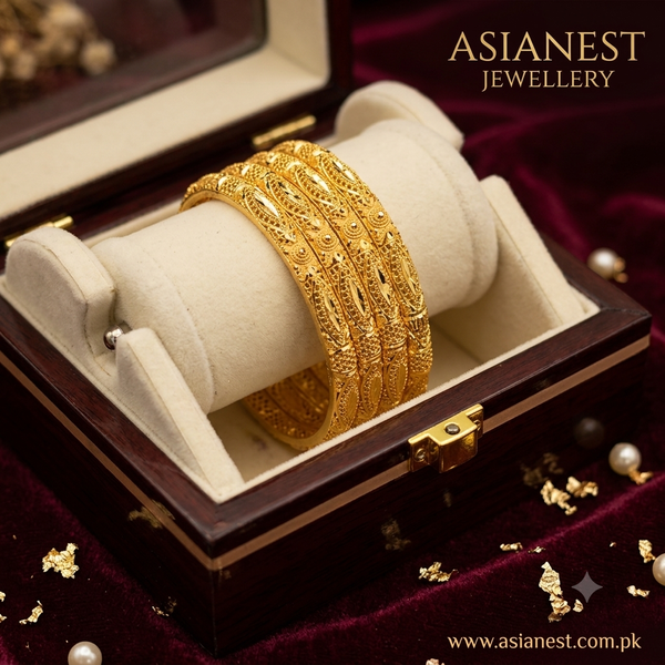 Golden Aurora Heritage Bangles – Elegant Traditional Jewelry Set for Women