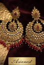 Ruby Chandbali Earrings | Gold Polki Statement Jhumka | Pakistani Bridal Jewelry