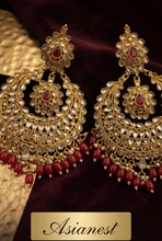 Ruby Chandbali Earrings | Gold Polki Statement Jhumka | Pakistani Bridal Jewelry